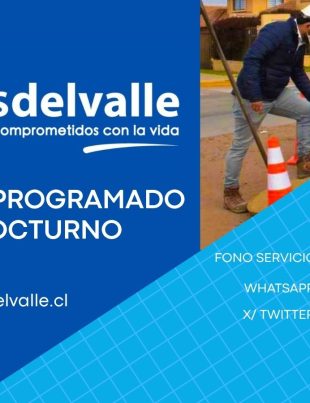 Aguas del Valle informa corte programado nocturno para recambio de infraestructura sanitaria en Tierras Blancas